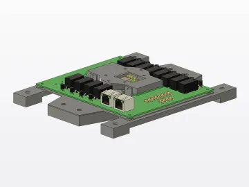 Model 3D płytki elektroniki stacji na płycie montażowej